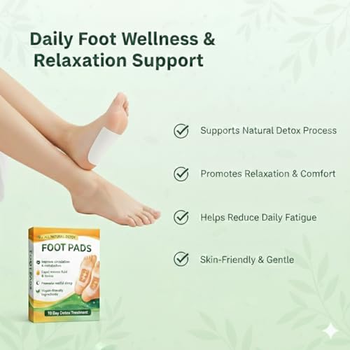 Image of AIXMEET Herbal Detox Foot Patches (10 Pads) - Bamboo Vinegar & Ginger Extract Foot Detox Pads for Overnight Detox, Deep Cleansing, Sleep Support, Foot Pain Relief & Acupoint Therapy for Men & Women
