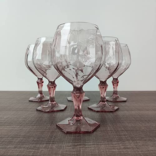 Conjunto 6 Taça Para Água Suco 350ml Plástico UZ Tango Transparente Rosa