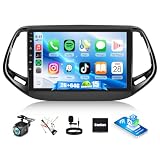2G+64G GOHHDL Android 15 Autoradio 2 Din per Jeep Compass 2017-2020 Carplay Android Auto, Touch Schermo da 9-Pollici con GPS WiFi EQ Bluetooth FM/RDS SWC + Telecamera posteriore + Microfono