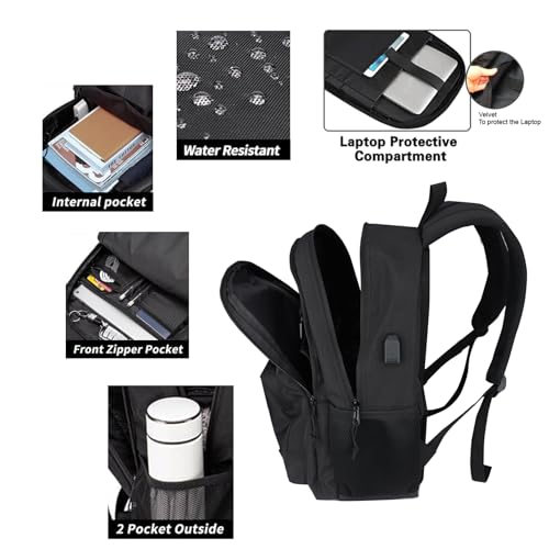 KEOFID Travel backpack for Men and Women, Anti Theft Laptop Backpack with USB Charging Port for Work, Large Bag for College, BLACK BOOK BAG FOR BOYS, GILRS Backpack,Water Resistent の商品画像 2