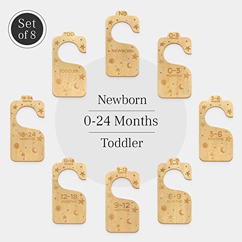 Baby Closet Dividers (Boho) By Eli With Love - 8 Premium Wood Double Sided Baby Closet Size Dividers - Ideal Baby Clothes Dividers For Closet – Organize Nursery Closet Hangers By Size/Age #TOP5