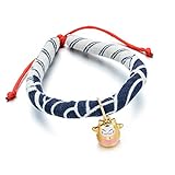 Accesyes Japanese Chirimen Kimono Print Cat Collar with Bell Tie for Kitten Puppy Pet Supply Adjustable, 1 Size Fits All (Dark Blue)