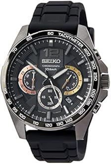 Seiko Men's Quartz Watch Stainless Steel with Silicone Strap