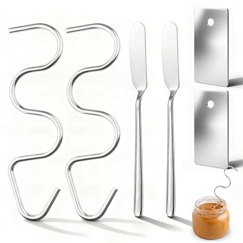 GZhaimai Lot de 2 mélangeurs à beurre de cacahuète en acier inoxydable avec spatule et 2 mélangeurs à sauce, robustes, passent au lave-vaisselle, peu...