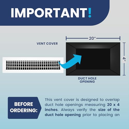 20" x 4" Duct Hole Adjustable Vent Cover - HVAC Register Grille Aluminum by ACLAMINAIRE - Used condition - Image 4