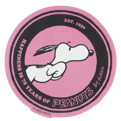 Small Planet Peanuts Snoopy Character Sticker 75th Anniversary Design 60's Pink