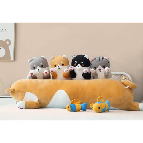 Peach Cat Shiba Inu Dog Plush Pillow Corgi Stuffed Animal Long Dog Plush Body Pillow For Girls And Boys Suitable For Bed Sofa Chair Brown 19.6" #TOP6