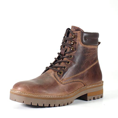 Testosterone Shoes Men's Hawk Eyes Genuine Leather Soft Toe Fashion Work Boot, Cognac (Tan) and Brown, US 8