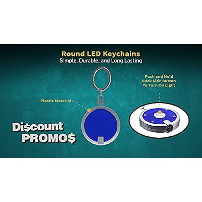DISCOUNT PROMOS 10 Round LED Keychains - Battery included, Plastic - Blue