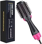 VASLON Hot Air Brosse, sèche-cheveux à pas & Brosse sèche-cheveux volumiseur 4-in-1 Professional Négatif Ions Brosse Sèche-cheveux Sèche cheveux Curler cheveux Strawingenerir Brosse Salon outil de cheveux pour tous les coiffures Réduire les frisottis de cheveux et statique