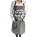 CRJHNS Aprons Women, Men Kitchen Chef Apron 2 Pockets - Extra Long Ties, 100% Cotton Canvas Bib Apron Cooking, Baking, BBQ - 32x28inch (Grey)
