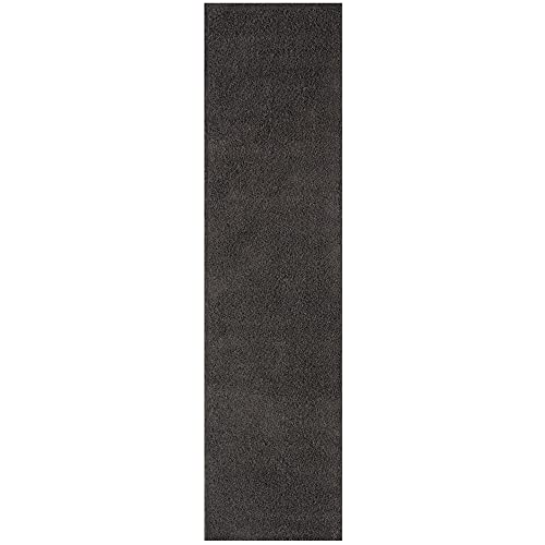 THE RUGS Living Room Rug - Shaggy Soft And Elegant Carpets For The Bedrooms And Kitchen, Easy To Clean, Many Different Sizes (80x300 cm, Dark Grey)