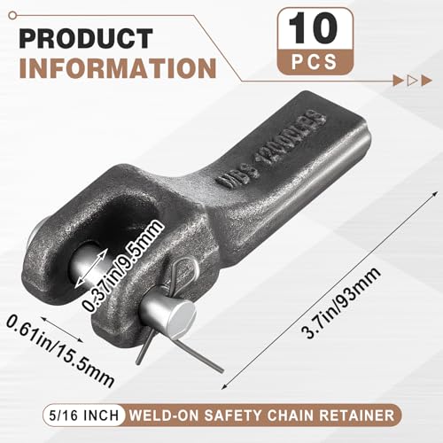 Otoolling 10 Pcs 5/16 Inch Weld-on Safety Chain Retainer, Welded Safety Chain Hooks Anchors for Truck Trailer Hitch, 12000 Lbs by Otoolling - Image 2