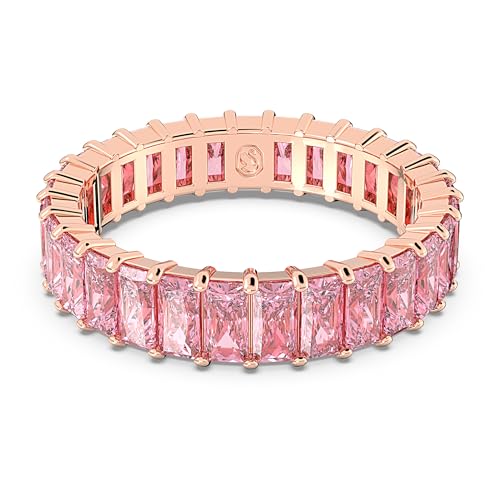 Swarovski Pierścionek Matrix, Szlif schodkowy typu baguette, Różowy, Powłoka w odcieniu różowego złota