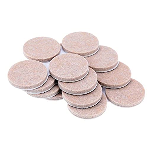 Merriway BH07071 (16 Pcs) Heavy Duty Self Adhesive Round Felt Furniture Pads, Beige 25mm (1 inch) Diameter x 4mm Thick - Pack of 16 Pieces