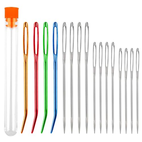 16 Pcs Large Eye Blunt Needles Yarn Knitting Needles Tapestry Needles Big Eye Darning Needle Large Eye Stitching Needles Hand Sewing Needles Knitting Needle Wool Needles for Sewing Up Crochet Leather