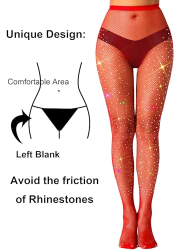 Image of VEBZIN More Sparkly Fishnets Tights Fishnet Stockings Rhinestone Fishnet Tights for Women