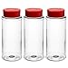 Skyway Supreme 12 OZ Clear Plastic Spice Bottles Jars Containers - Set of 3 - Flap Cap with Pour and Sifter Shaker Durable Refillable Perfect For Storing and Dispensing Herbs and Spices - BPA Free
