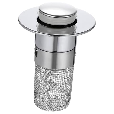 GRIRIW Bathroom Sink Plug Push Type Bounce Core Drain Filter Basin Stopper for Bathroom Sink Drain Upgraded Strainer for Clogging Prevention Fits Standard Drain Cover