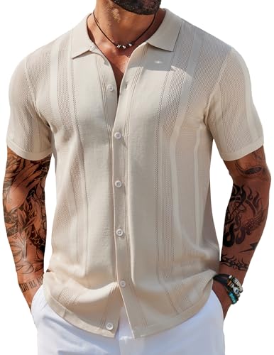 Polo en tricot COOFANDY homme pour rester au frais avec un style vintage décontracté
