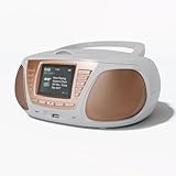 Portable CD Player with DAB/DAB+/FM Digital Radio | Bluetooth & USB MP3 Player | Large Display | Battery & Mains Powered (6x”C”) | Perfect for Home, Office or Outdoors | AZATOM Zenith Z4 (White)