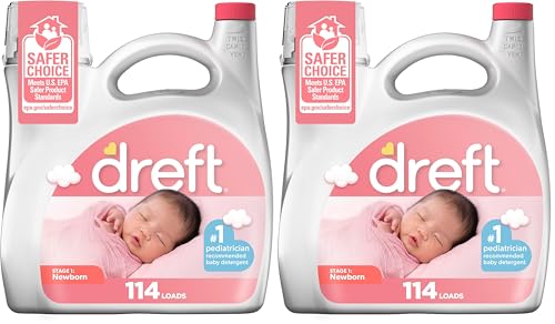 Image of Dreft Stage 1 Newborn Baby Liquid Laundry Detergent,Gentle on Sensitive Skin,HE Compatible,114 loads,(Pack of 2)