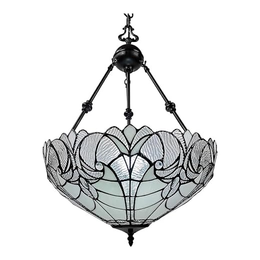 Tiffany Style Hanging Lamp Jeweled Chandelier 18" Wide Stained Glass White Antique Vintage Light Decor Restaurant Game Living Dining Room Kitchen Gift AM263HL18B Amora Lighting