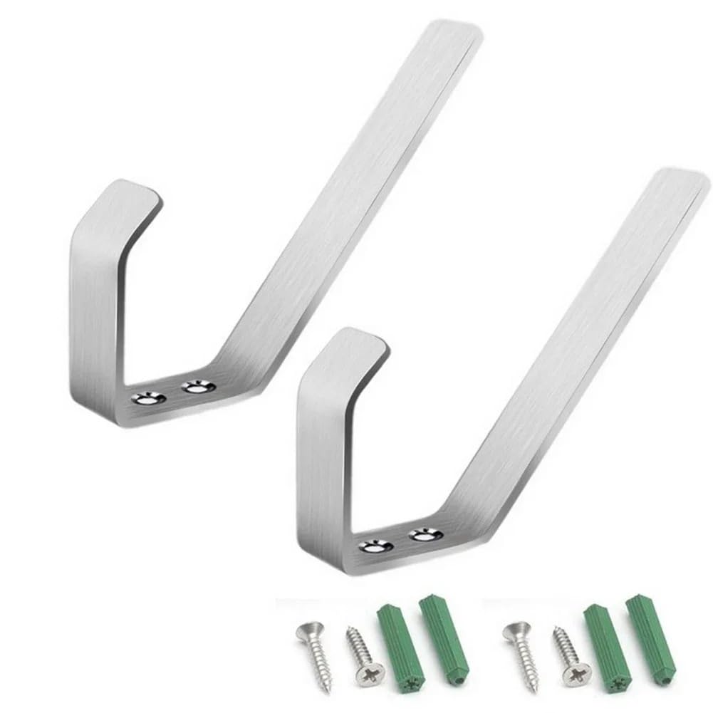 HESHUWEN Helmet Holder 2PCS Motorcycle Helmet Holder Stainless Steel Hat Wall Hook Rack With Mounting Screws Multipurpose Mount(Silver)