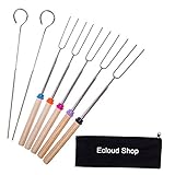 Ecloud Shop Marshmallow Roasting BBQ Sticks Set von 5 Teleskop Edelstahl Spieße - Perfekte Gabeln für Hot Dogs Ausziehbar Zu 32 Zoll lang - 2 Stück Gratis 304 Edelstahl-Grillsticks