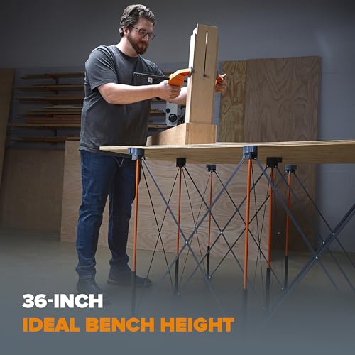 BORA Centipede CT9 36 inch Tall Portable Folding Workstand Workbench with Carry Strap, Collapsible, Construction Table, Support, Sawhorse, 4Ft X 4Ft, 36 inch Work Height, 3500lb Weight Capacity,Orange by BORA - Image 4