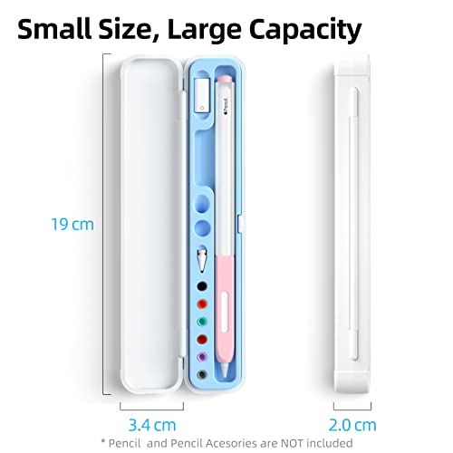 Image of Magnetic Carrying Case Compatible with Apple Pencil 2nd Generation and 1st Gen Pencil and Samsung Galaxy S-Pen Series, Pencil case Consists of Hard PC Shell and Soft Silicone Inner (Sky Blue)