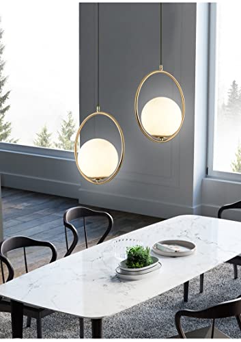 Kefa Modern Not Hardwired Battery Operated Glass Globe Pendant Light Fixture, Industrial Style Kitchen Island Lighting With White Shade, Wireless Hanging Pendant Light For Living Room Restaurant Bar #TOP3