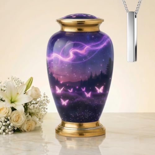Purple Butterfly Cremation Urns for Human Ashes Adult Women & Men Set of 2