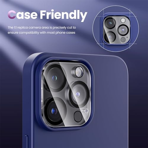 IOPYKKOA Lot de 3 verres de protection pour appareil photo compatibles avec iPhone 15 Pro/iPhone 15 Pro Max [Installation rapide 10S] Résistant aux rayures, dureté 9H, HD clair, protection complète de – vue 5