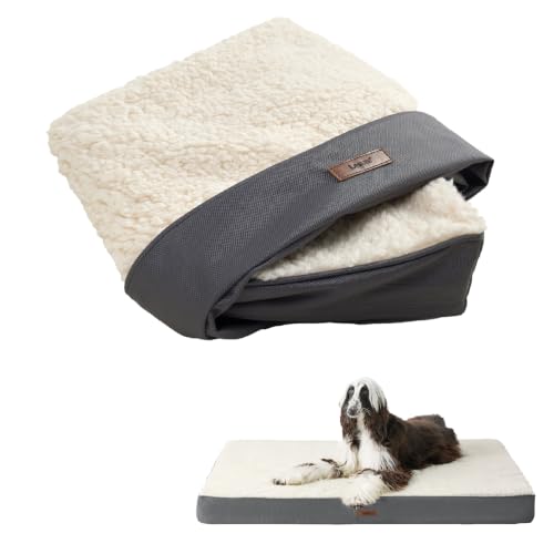 LE SURE Washable Egg Crate Foam Plush Dog Bed Cover, XXL 54x44x4in, Grey