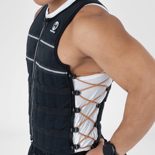 Hyperwear HyperVest ELITE Adjustable Weighted Vest for Women and Men — 10 lb Thin Steel Weights, Stretch CORDURA Fabric — Weight Vest for Walking, Running, Strength Training — Large Size, Jet Black