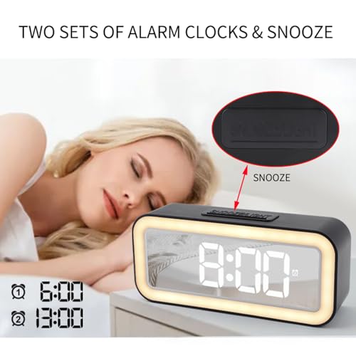 Reloj digital de mesa LED con 2 alarmas y carga USB 5