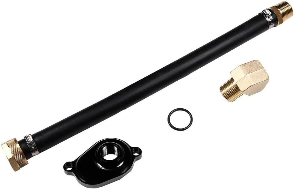 [Car Parts] Black Engine Cooltant Oil Cooler Back Flush Kit Fit for Ford 6.0L for Diesel E-350 E-450 Excursion F-250 F-350 F-450 F-550 F650 F750 [Easy to Replace]
