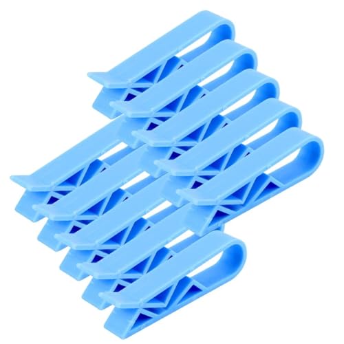 10Pcs Blue Plastic Kitchen Garbage Bin Clip，Set of Bag Clips Anti-Slip Fixation Clamp for Trash Cans and Garbage Bins Janitorial Sanitation Supplies