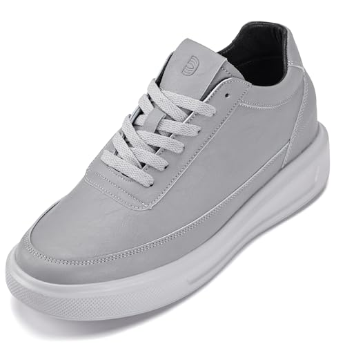 CALTO Herren Unsichtbare Höhenerhöhung Aufzug Schuhe - Ultra Leicht Schnürschuh Gestrickt Sportlich Walker - 7,1 cm größer