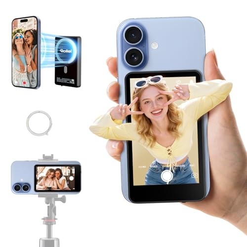 Rollei M4 Selfie Monitor Screen for iPhone 17 Series & Android, 4K Magnetic Back Camera Monitor 164FT Wireless Control, Vlog Screen for Live Streaming & Video Recording