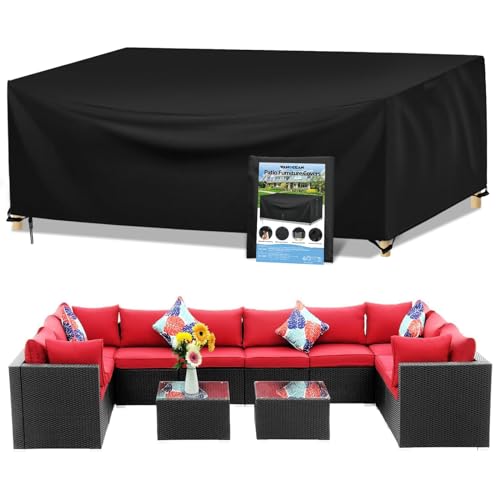 Wanocean Funda Para Muebles de JardíN,420d Oxford Funda Protectora Para Conjuntos de Muebles,Anti Viento Anti Uv Para Mesas Sillas Sofás Exterior Funda Mesa Jardin Cuadrada 300x300x98cm