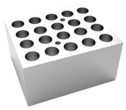 4E's USA Dry Bath Incubator Heat Block - Universal Aluminum Block for Vials 20 x 12mm, Slot Size ⌀12.7mm x 30mm Model: TC0401001-76