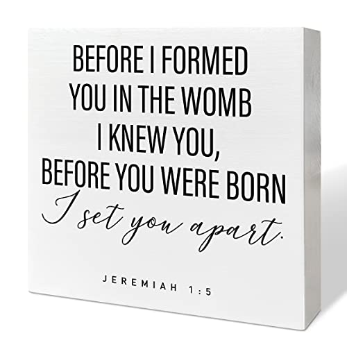 Nursery Desk Wooden Box Sign Decor, Before I Formed You In The Womb, Nursery Scripture Decor Newborn Baby Kid Children Room Desk Bible Verse Religious Decoration Baby Shower Christian Baptism Gifts #TOP28