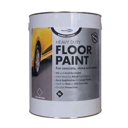 ARA CHOICE Bond It 5 Litre Builders Complete Heavy Duty Floor Paint Brick Red Grey Satin (Light Grey (Satin))