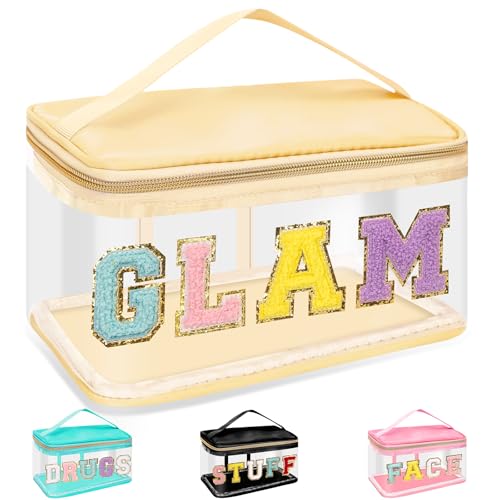 Chenille Letter Clear Makeup Bag with Handle