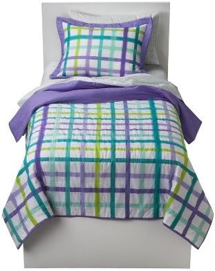 Circo Purple Plaid Quilt and Sham 2 pc Set Size Twin