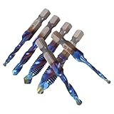 Vaguelly 6pcs Hexagonal Shank Drill Tap Bit Set M3-m10 High-Speed Steel 3-in-1 Twist Drill Tap Countersink for Metalworking and Industrial Thread Tapping