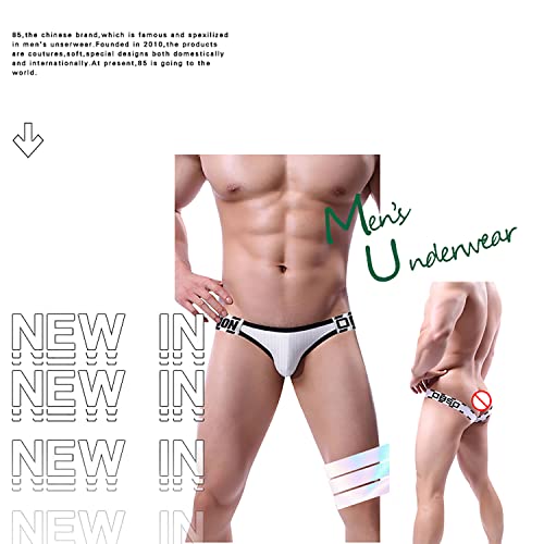 Yuanboo 2 Pack Thongs Jockstrap Men Underwear Sexy Modal Cross Strap G-String Panties (As1, Alpha, L, Regular, Regular, White, L) #TOP4