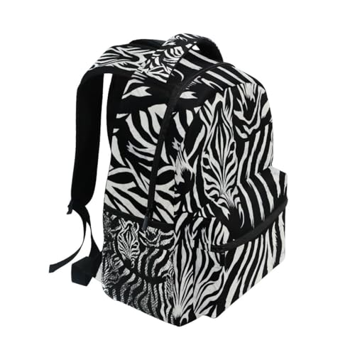 Kids Backpack, Lightweight Travel Back Pack, Ideal for Ages 6–14, Animals Black White Zebra2
